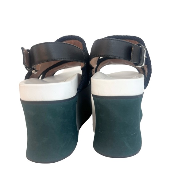 Marni Black/ Grey Canvas And Leather Bow Embellished Slingback Platform Sandals - Picture 7 of 8